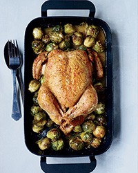 Roast chicken with 40 Brussels sprouts