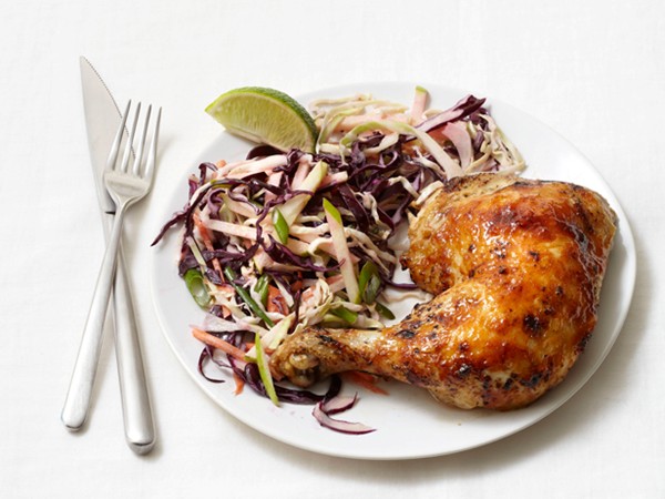 Roast chicken with apple slaw