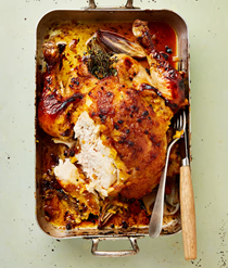 Roast chicken with apricots and preserved lemon