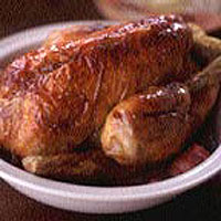 Roast chicken with bacon and bread sauce