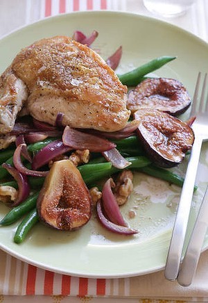 Roast chicken with balsamic and honey figs