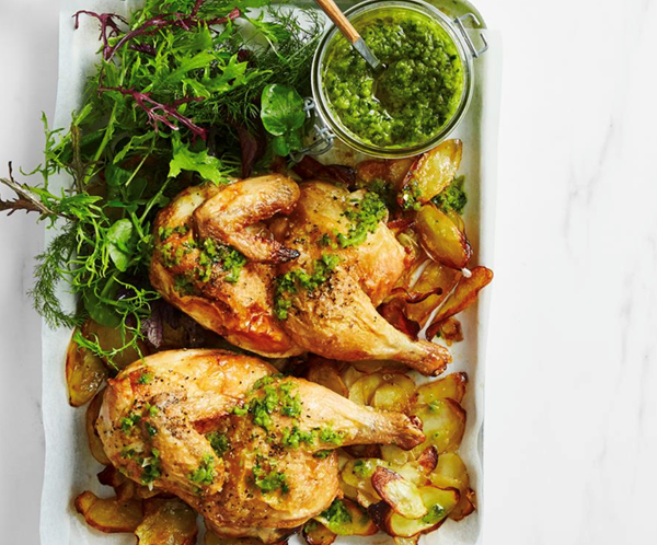 Roast chicken with capsicum salsa verde