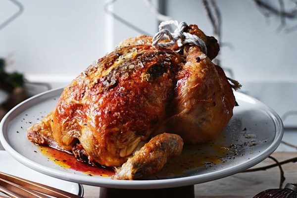 Roast chicken with chorizo and sage stuffing