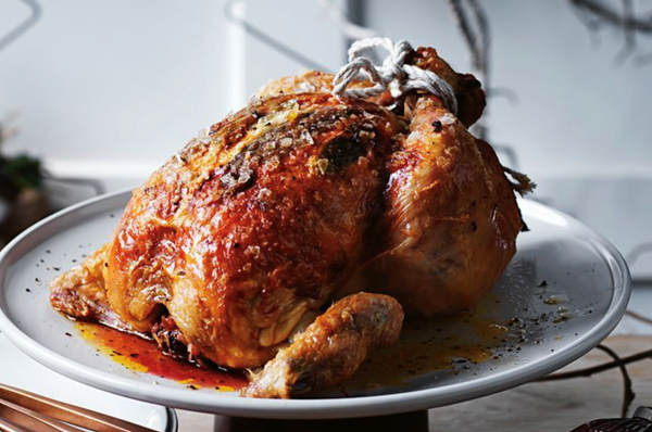 Roast chicken with chorizo and sage stuffing