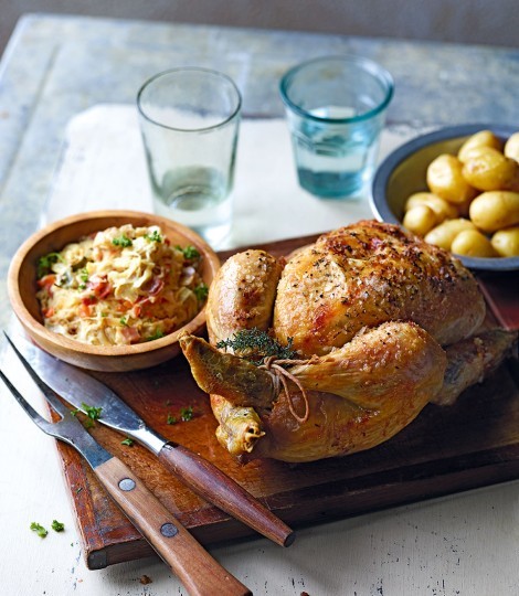Roast chicken with creamy sauerkraut