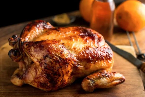 Roast chicken with cumin, honey, and orange juice