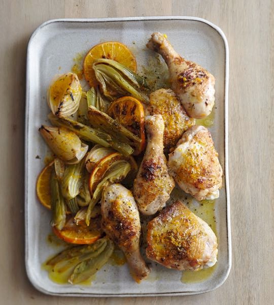 Roast chicken with fennel and orange
