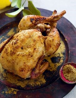 Roast chicken with fennel and mango powder (Baluchi-style chicken sajji)