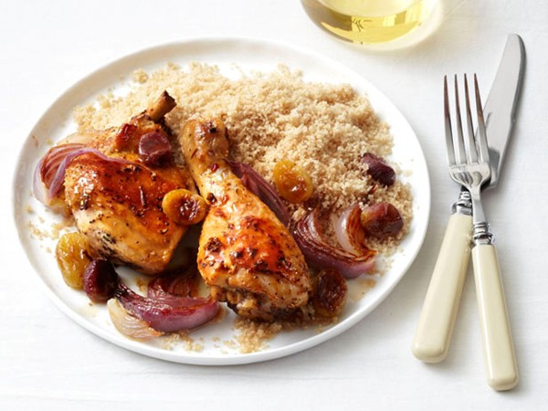Roast chicken with grapes