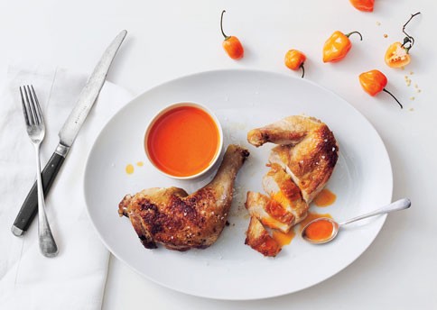 Roast chicken with hot-sauce butter