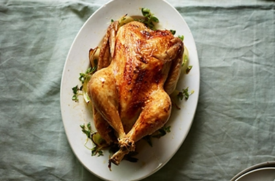 Roast chicken with lemon, garlic & herbs