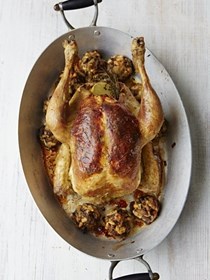 Roast chicken with mixed mushroom stuffing