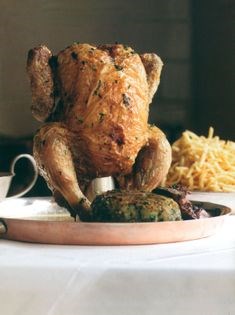 Roast chicken with new season's garlic sauce