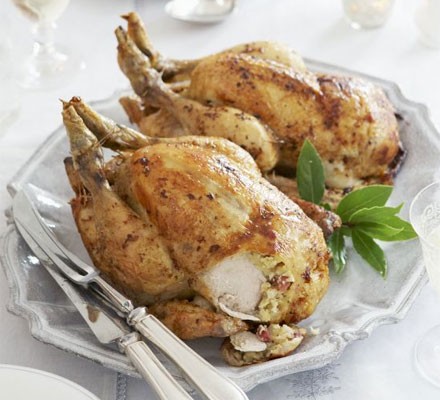 Roast chicken with pancetta stuffing