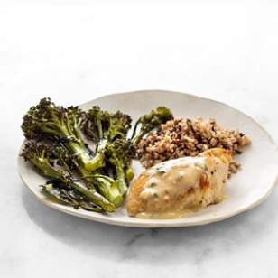 Roast chicken with Parmesan-herb sauce