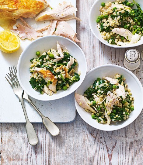 Roast chicken with pearl barley