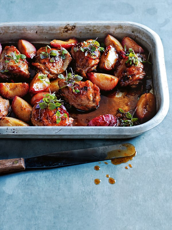 Roast chicken with plum oyster sauce
