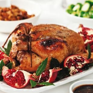 Roast chicken with pomegranate glaze