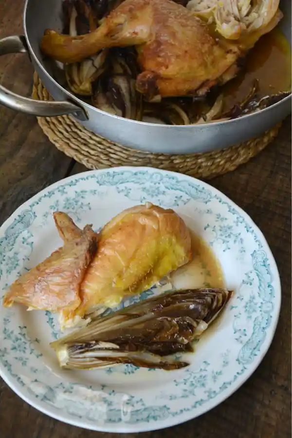 Roast chicken with radicchio