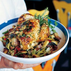 Roast chicken with root vegetables