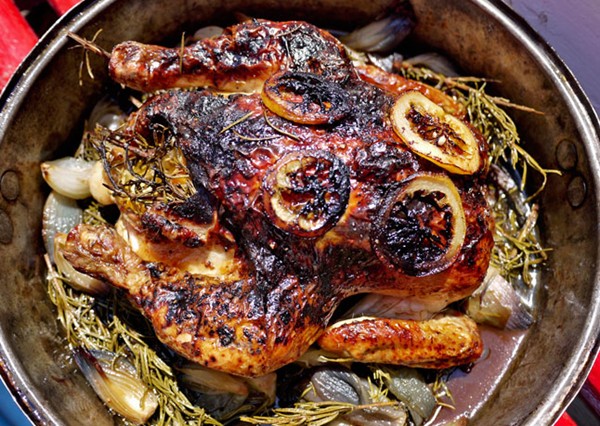 Roast chicken with rosemary, lemon, and honey