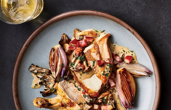 Roast chicken with sauce chasseur