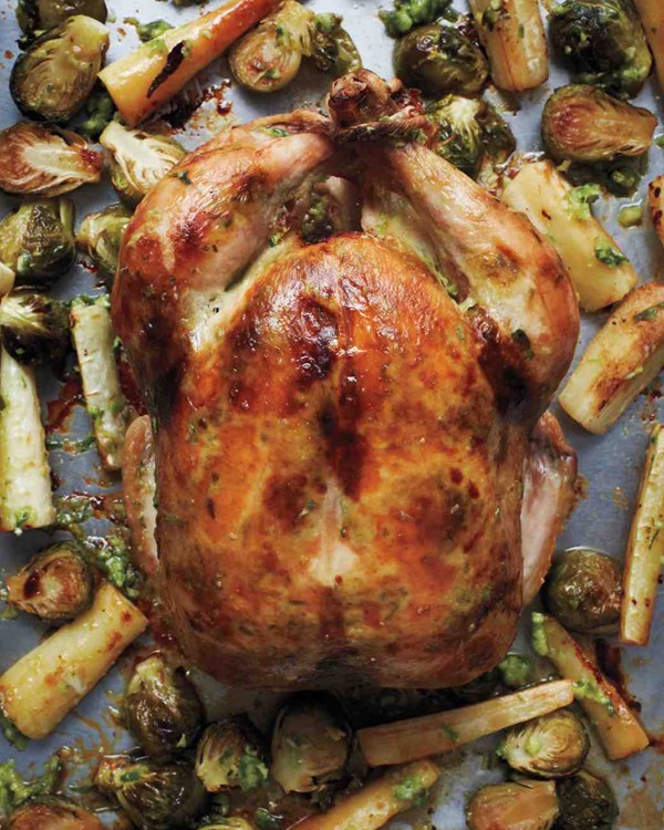 Roast chicken with scallion, ginger, and lime