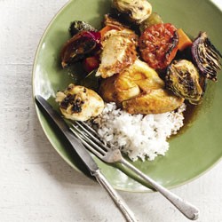 Roast chicken with spicy vegetables