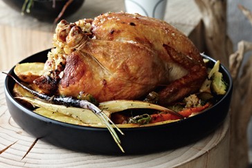 Roast chicken with whisky-spiked gravy