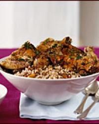 Roast chickens with Lebanese rice and pomegranate jus