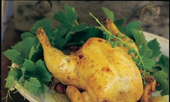 Roast chook with garlic and verjuice
