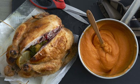 Roast chook with kumara and ginger purée