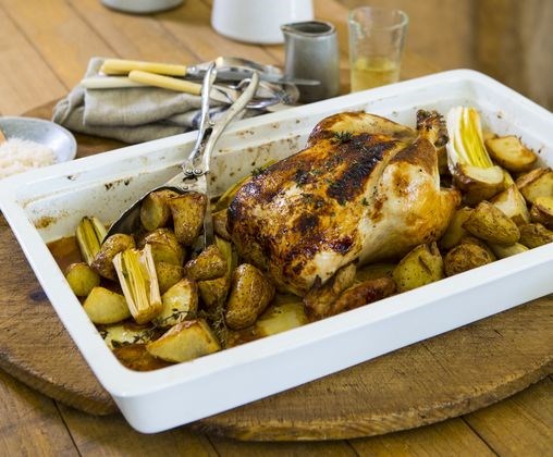 Roast chook with roasted vegetables