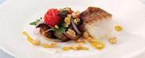 Roast cod fillet on aubergine