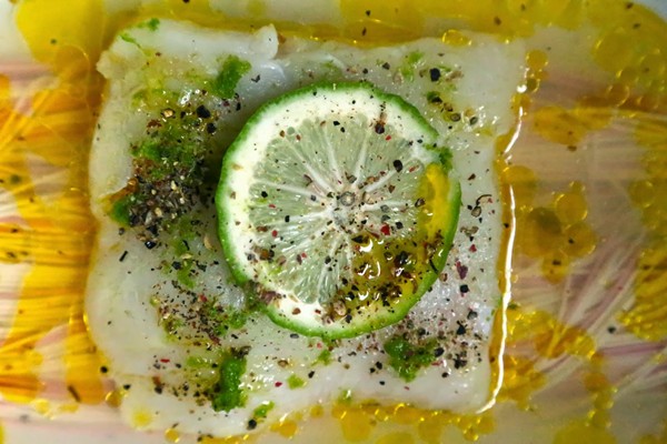 Roast cod with Bengali lime, dill and soba noodles