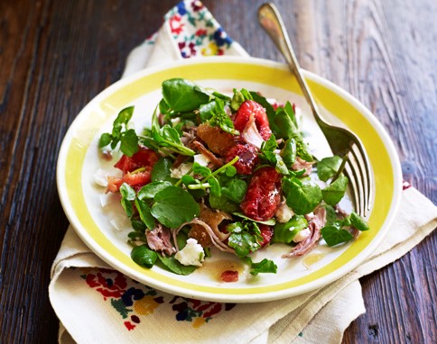 Roast duck leg, cherry, watercress & feta salad