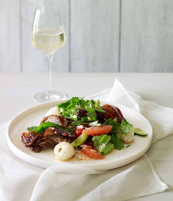Roast duck salad with pomelo and lychee