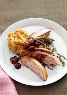 Roast duck with cherries