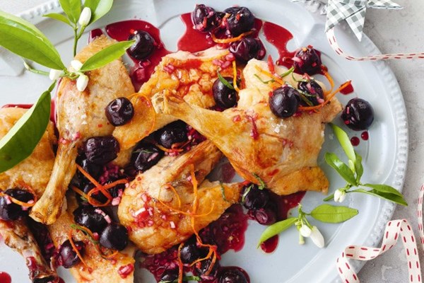 Roast duck with cherry salsa