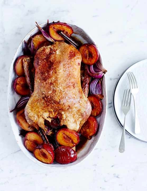 Roast duck with plums and star anise