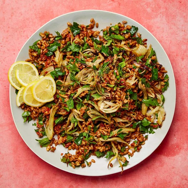 Roast fennel, sun-dried tomato and spelt salad