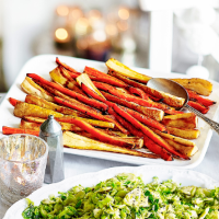 Roast glazed carrots and parsnips
