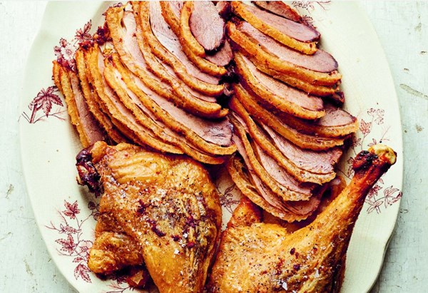 Roast goose breast and confit legs