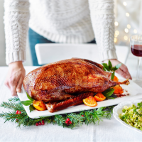 Roast goose with redcurrant balsamic glaze 