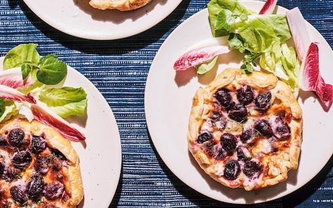 Roast grape, goat’s cheese, thyme and honey galettes
