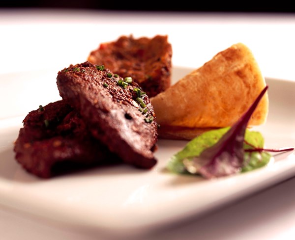 Roast grouse with black lentils