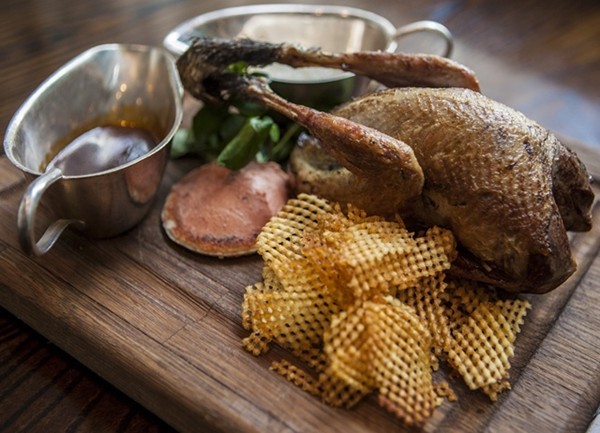Roast grouse with game chips