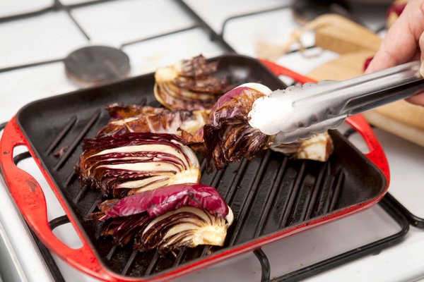Roast guinea hen with grilled radicchio
