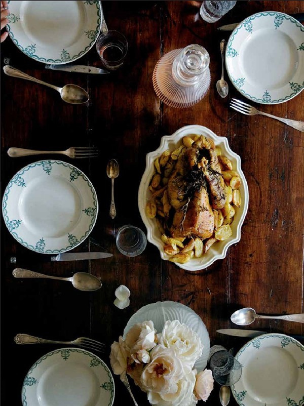 Roast guinea hen with herbs