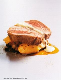Roast Illabo lamb with tomato, olives and aïoli